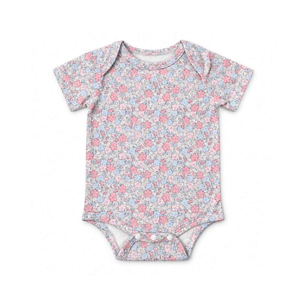 Salty Toes Series Baby Printed Short Sleeve Bodysuit - DITSY FLORAL